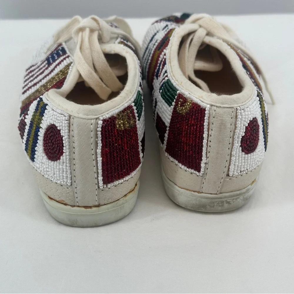 Women’s White Beaded Barcelona Sneakers Shoes Size‎ 7.5 Vintage 90’s Olympics
